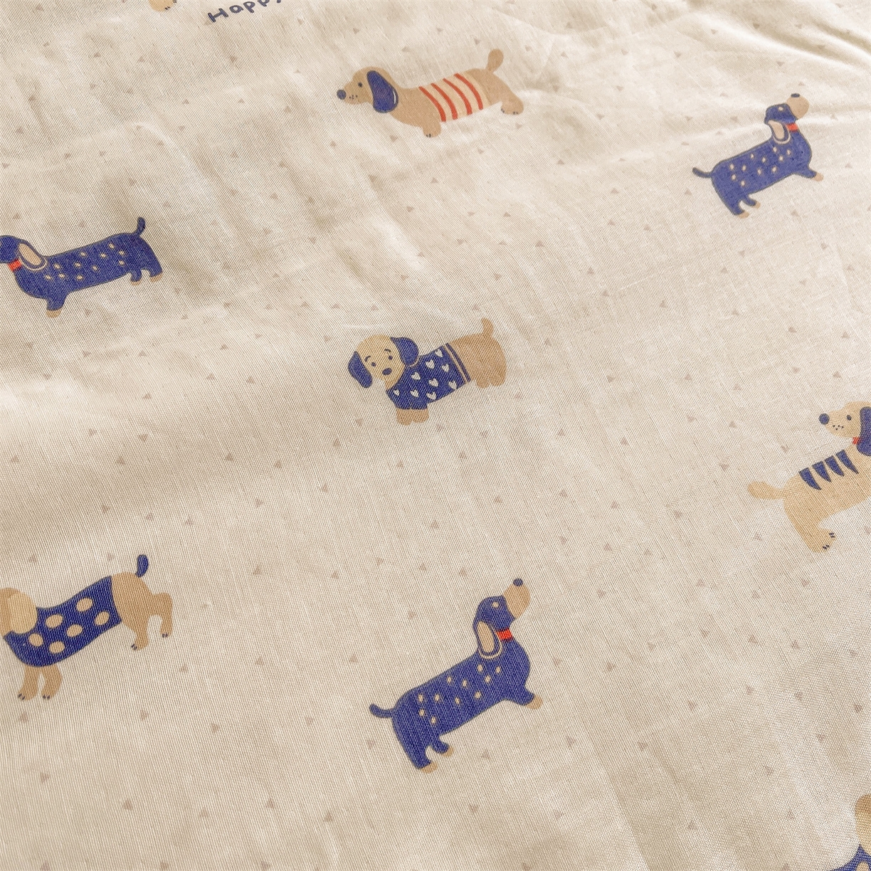 91家纺网 家纺一手货源 找家纺 小禹仔家纺 2026新款A类印花双层纱凉感大豆夏被 腊肠狗