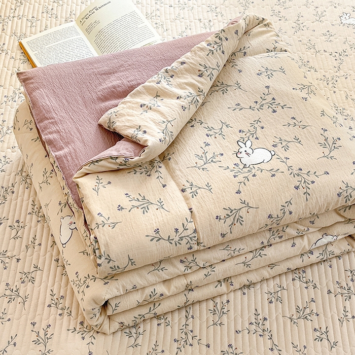 几禾 2026新款云感双层纱7A抗菌夏被四件套系列-栀夏系列 栀夏-兔兔密语