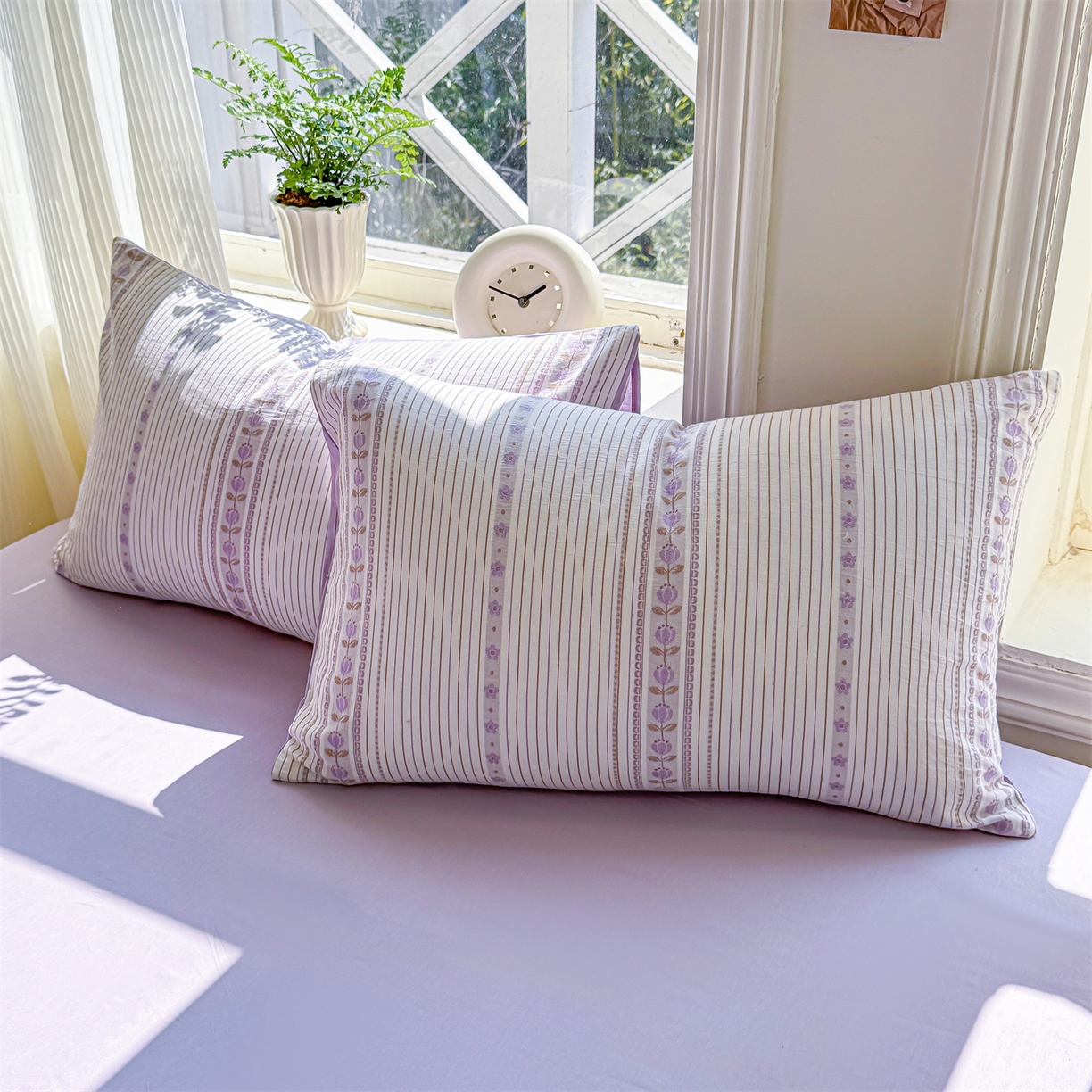 91家纺网 家纺一手货源 找家纺 灰鲸 2026新款全棉色织提花夏被夏凉被空调被 木槿-紫