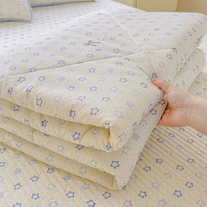 91家纺网 家纺一手货源 找家纺 几禾 2026新款云感双层纱7A抗菌夏被四件套系列-栀夏系列 栀夏-摘星