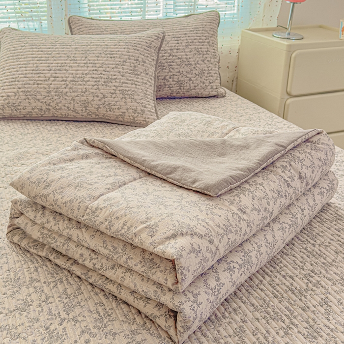 几禾 2026新款云感双层纱7A抗菌夏被四件套系列-栀夏系列 栀夏-竹韵花语