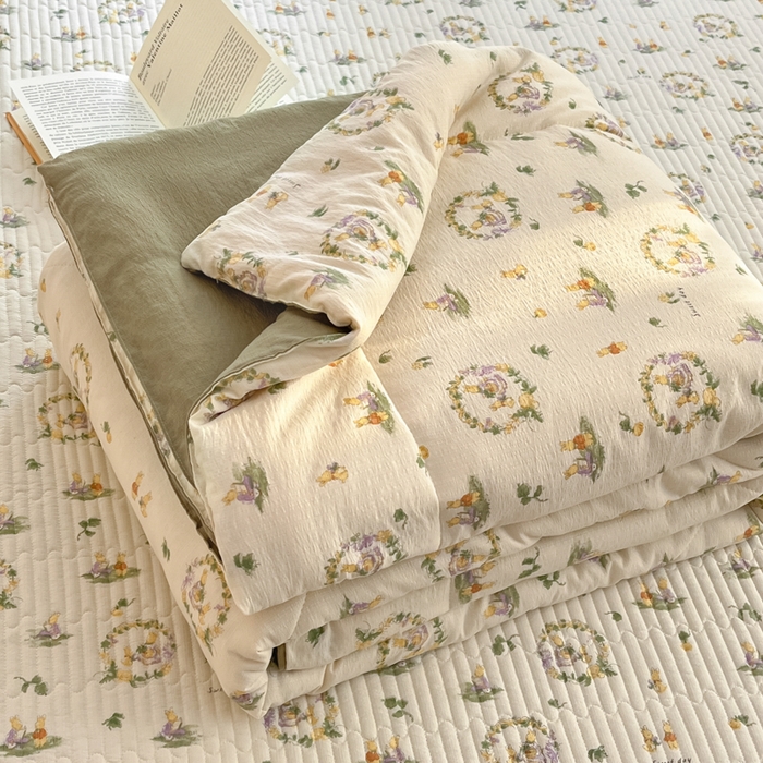 几禾 2026新款云感双层纱7A抗菌夏被四件套系列-栀夏系列 栀夏-庄园兔