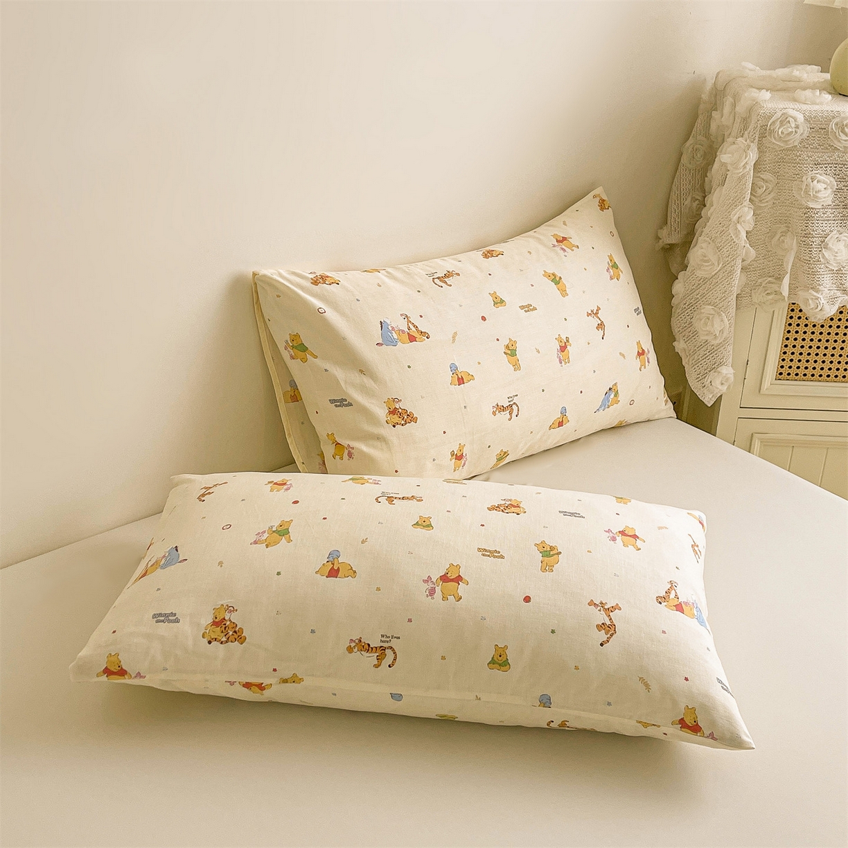 91家纺网 家纺一手货源 找家纺 小禹仔家纺 2026新款A类印花双层纱凉感大豆夏被 跳跳维尼