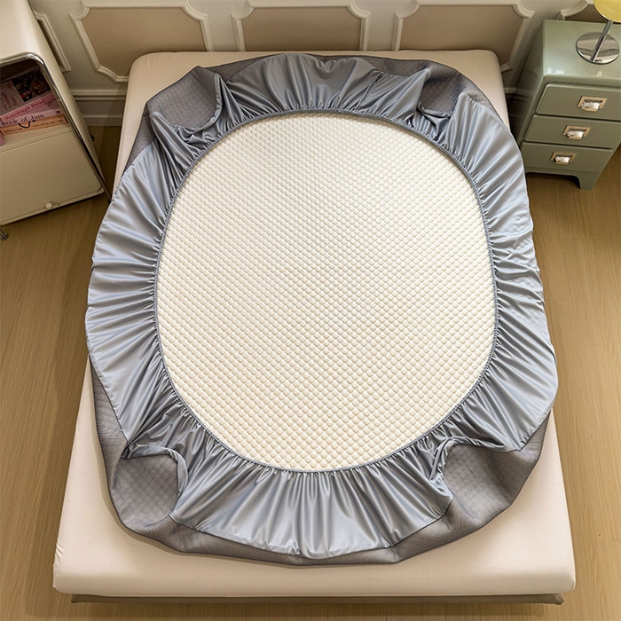 91家纺网 家纺一手货源 找家纺 几禾 2026新款大豆豆刺绣款凉席床笠款-小熊饼干 奶酪黄-床笠款