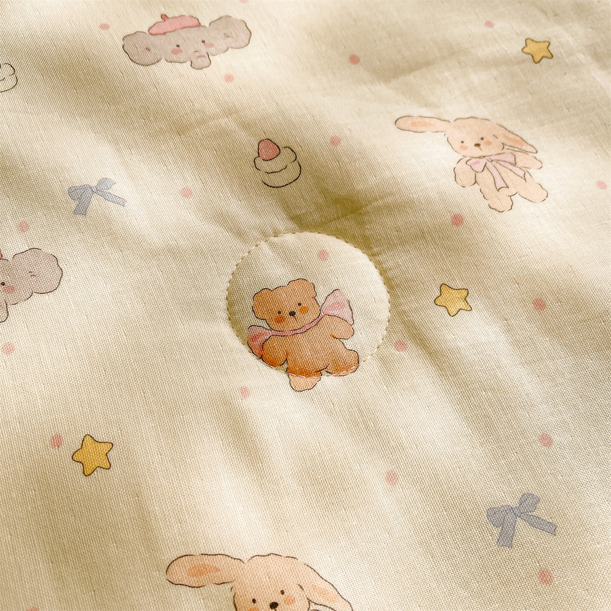 91家纺网 家纺一手货源 找家纺 小禹仔家纺 2026新款A类印花双层纱凉感大豆夏被 小淘气