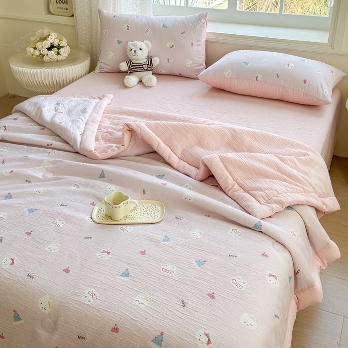 91家纺网 家纺一手货源 找家纺 （总）几禾 2026新款A类三层纱印花夏被-柔纱系列