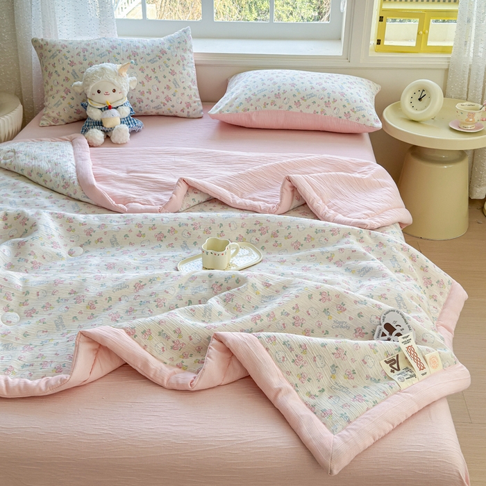 91家纺网 家纺一手货源 找家纺 （总）几禾 2026新款A类三层纱印花夏被-柔纱系列