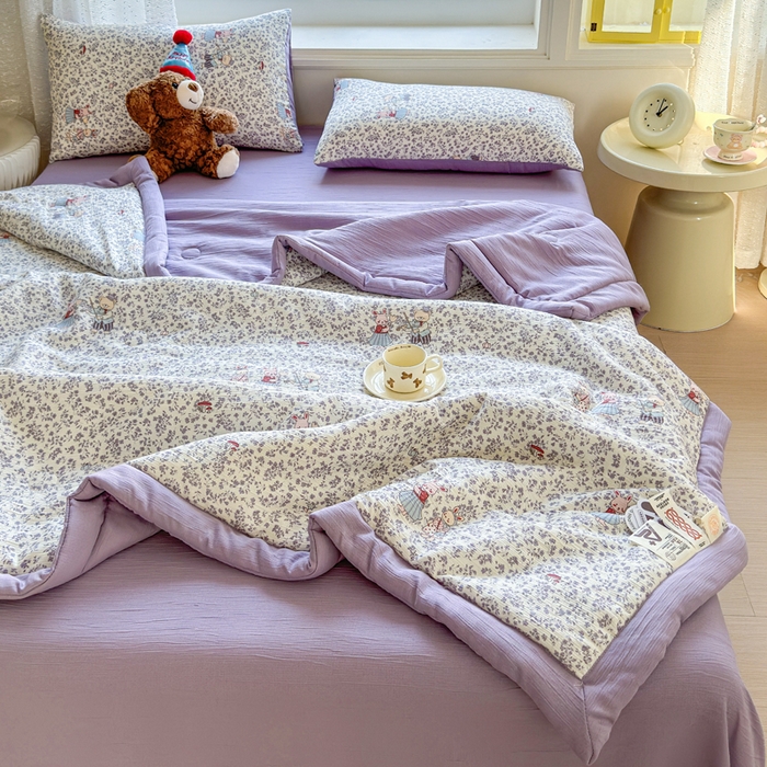 91家纺网 家纺一手货源 找家纺 （总）几禾 2026新款A类三层纱印花夏被-柔纱系列