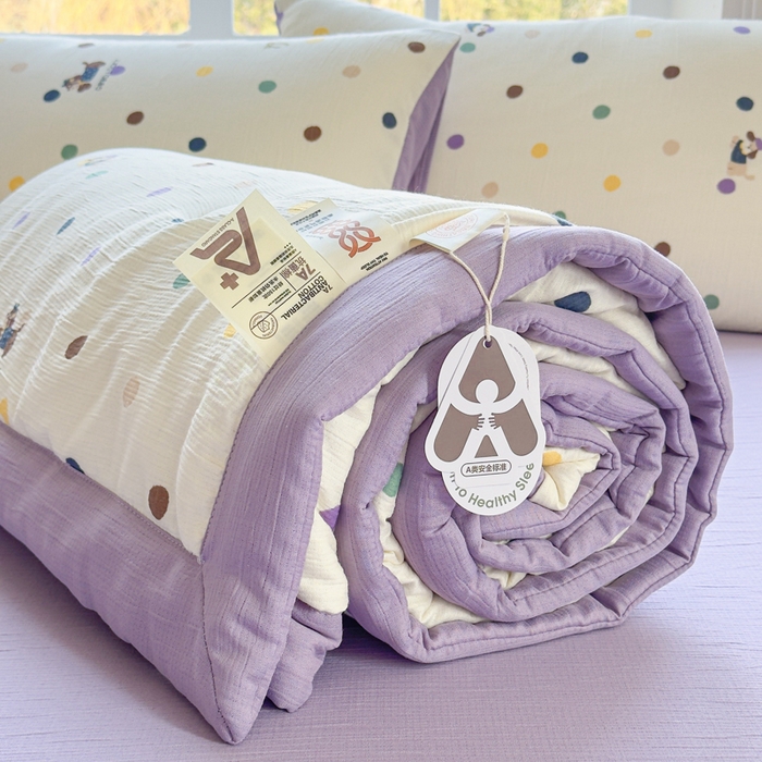 91家纺网 家纺一手货源 找家纺 几禾 2026新款A类三层纱印花夏被-柔纱系列 柔纱-糖豆腊肠狗