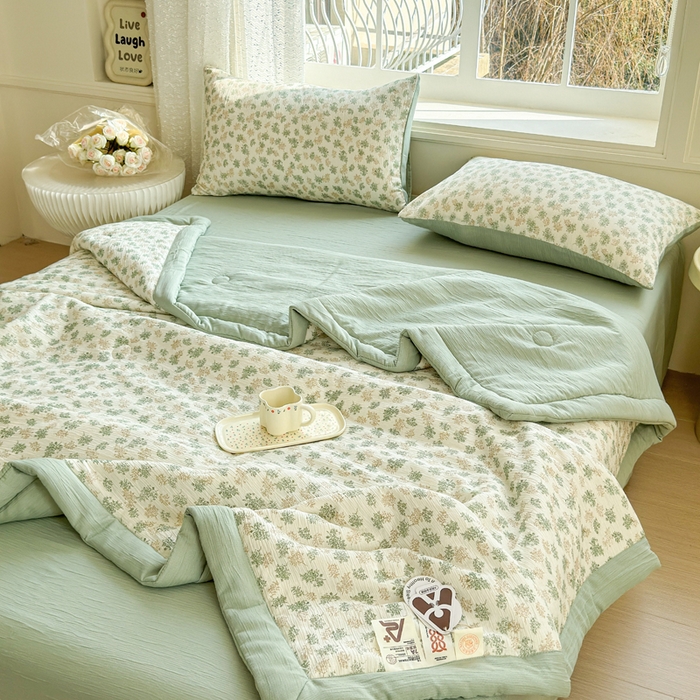 91家纺网 家纺一手货源 找家纺 几禾 2026新款A类三层纱印花夏被-柔纱系列 柔纱-沐风