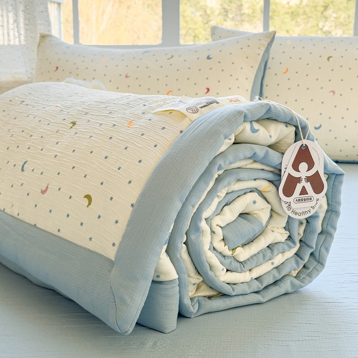 91家纺网 家纺一手货源 找家纺 几禾 2026新款A类三层纱印花夏被-柔纱系列 柔纱-星月天空