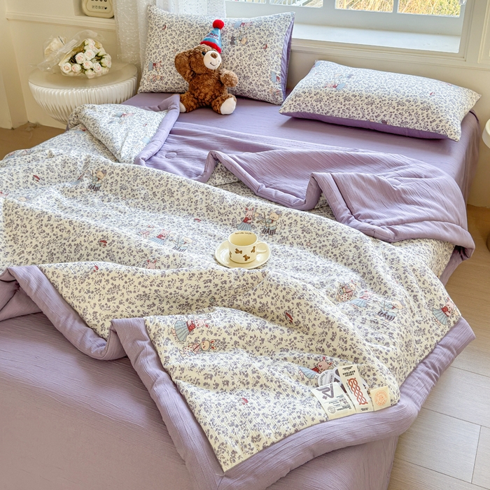 91家纺网 家纺一手货源 找家纺 几禾 2026新款A类三层纱印花夏被-柔纱系列 柔纱-圆舞曲