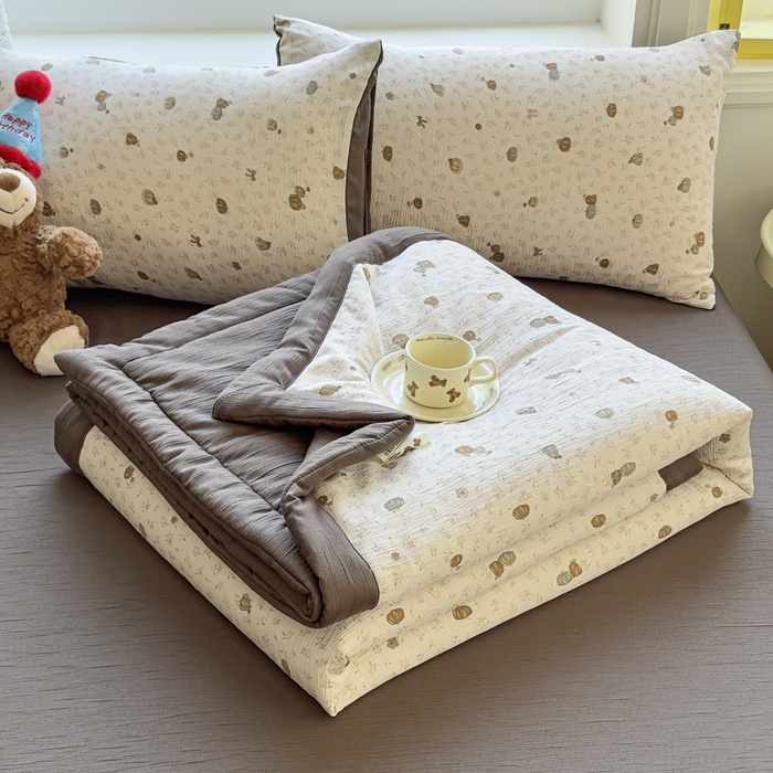 91家纺网 家纺一手货源 找家纺 几禾 2026新款A类三层纱印花夏被-柔纱系列 柔纱-南瓜派