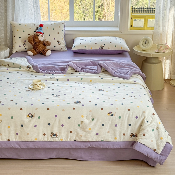 91家纺网 家纺一手货源 找家纺 几禾 2026新款A类三层纱印花夏被-柔纱系列 柔纱-糖豆腊肠狗