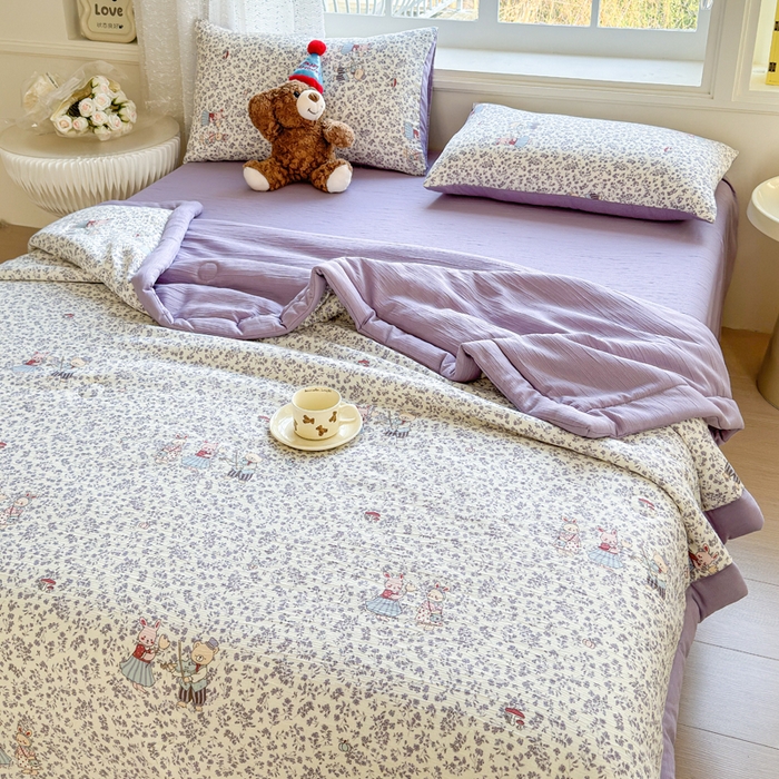 91家纺网 家纺一手货源 找家纺 几禾 2026新款A类三层纱印花夏被-柔纱系列 柔纱-圆舞曲