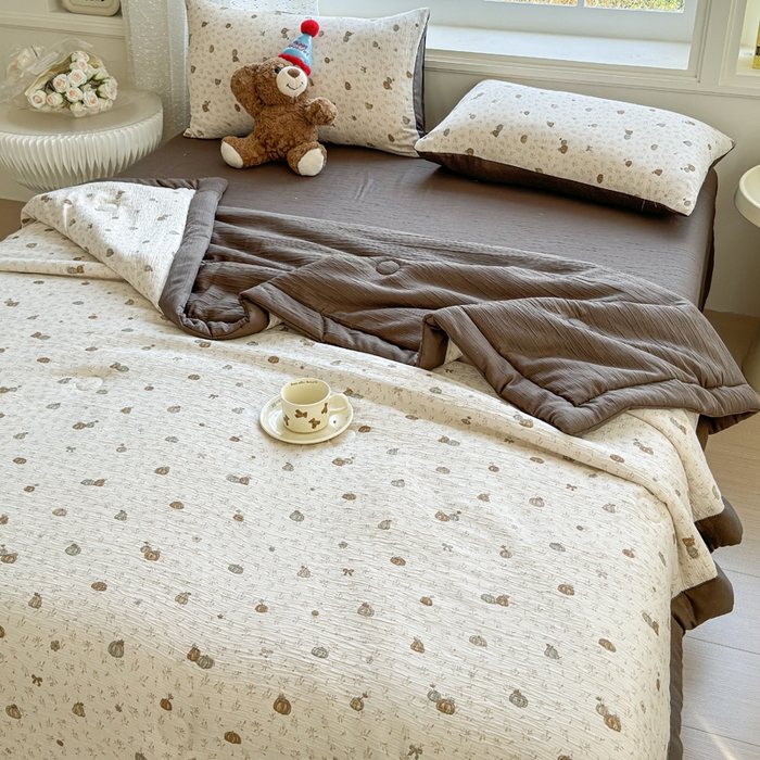 91家纺网 家纺一手货源 找家纺 几禾 2026新款A类三层纱印花夏被-柔纱系列 柔纱-南瓜派