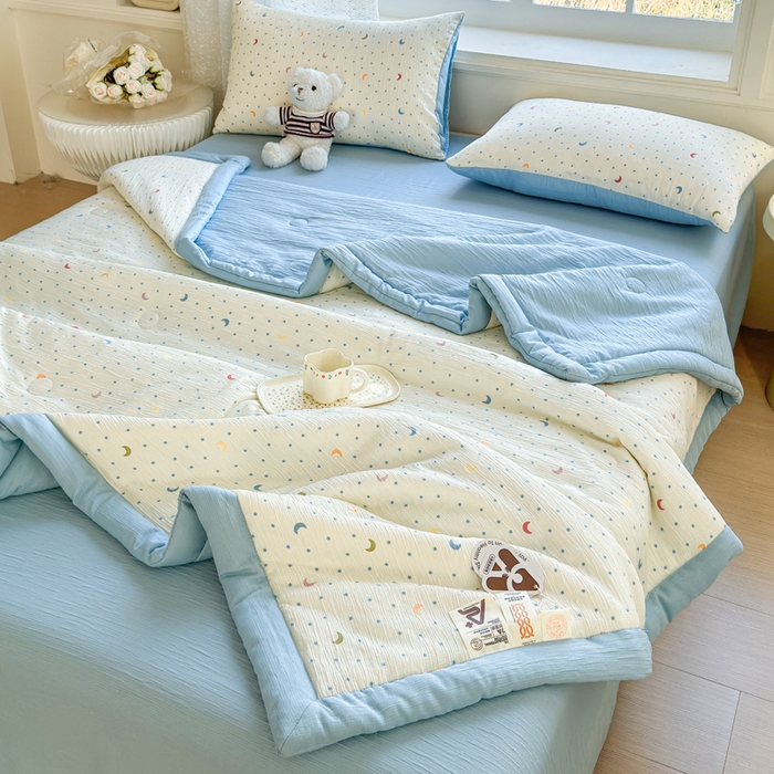 91家纺网 家纺一手货源 找家纺 几禾 2026新款A类三层纱印花夏被-柔纱系列 柔纱-星月天空