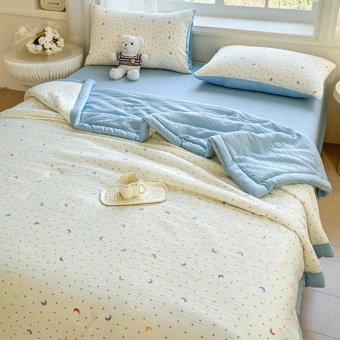 91家纺网 家纺一手货源 找家纺 几禾 2026新款A类三层纱印花夏被-柔纱系列 柔纱-星月天空