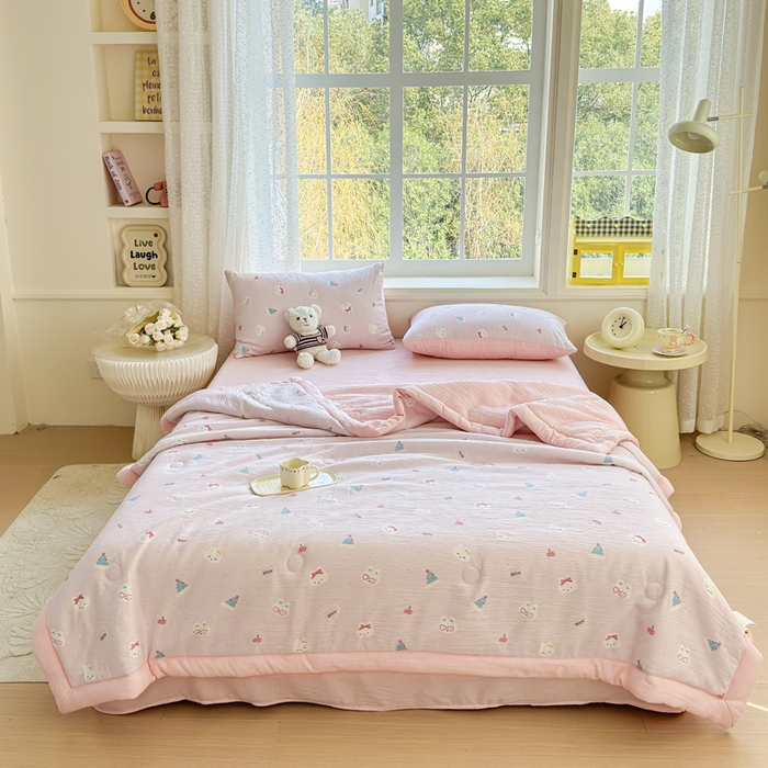 91家纺网 家纺一手货源 找家纺 （总）几禾 2026新款A类三层纱印花夏被-柔纱系列