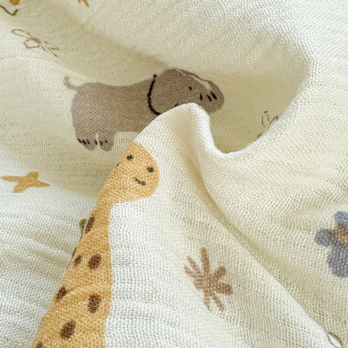 91家纺网 家纺一手货源 找家纺 几禾 2026新款A类三层纱印花夏被-柔纱系列 柔纱-动物团团