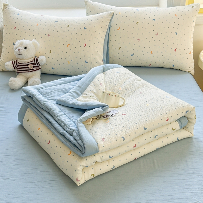 91家纺网 家纺一手货源 找家纺 几禾 2026新款A类三层纱印花夏被-柔纱系列 柔纱-星月天空