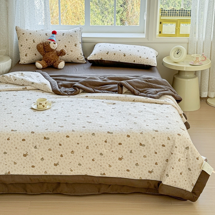 91家纺网 家纺一手货源 找家纺 几禾 2026新款A类三层纱印花夏被-柔纱系列 柔纱-南瓜派