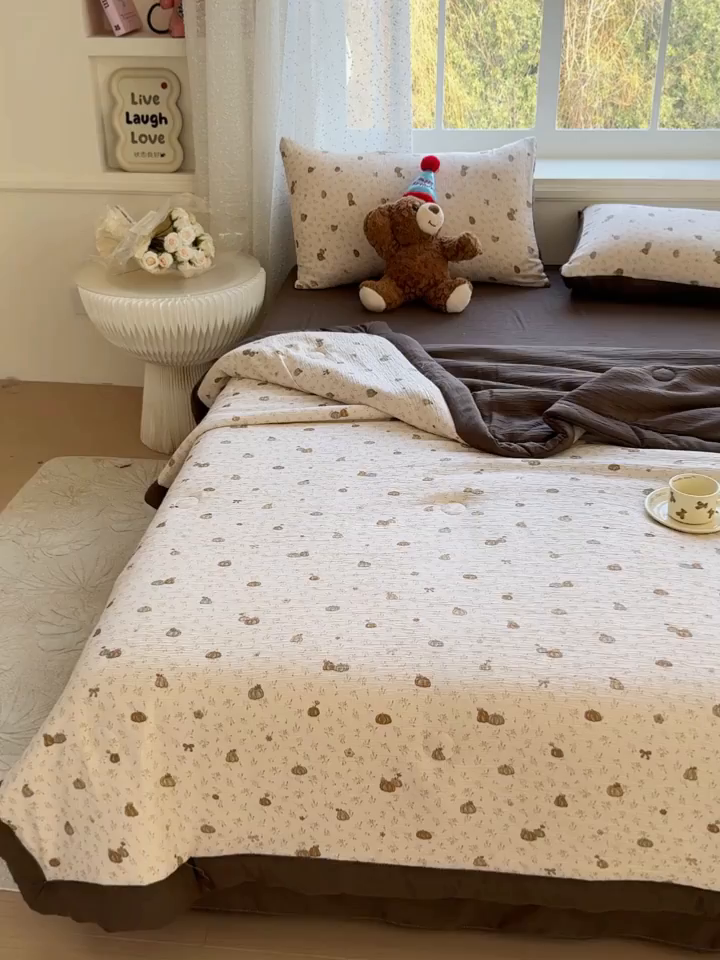 91家纺网 家纺一手货源 找家纺 几禾 2026新款A类三层纱印花夏被-柔纱系列 柔纱-南瓜派