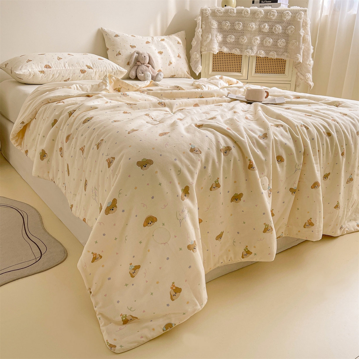 91家纺网 家纺一手货源 找家纺 小禹仔家纺 2026新款A类印花双层纱凉感大豆夏被 智多星