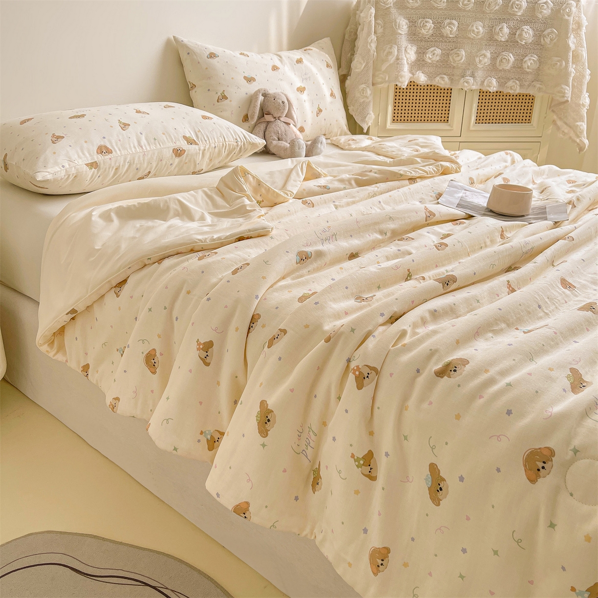 91家纺网 家纺一手货源 找家纺 小禹仔家纺 2026新款A类印花双层纱凉感大豆夏被 智多星