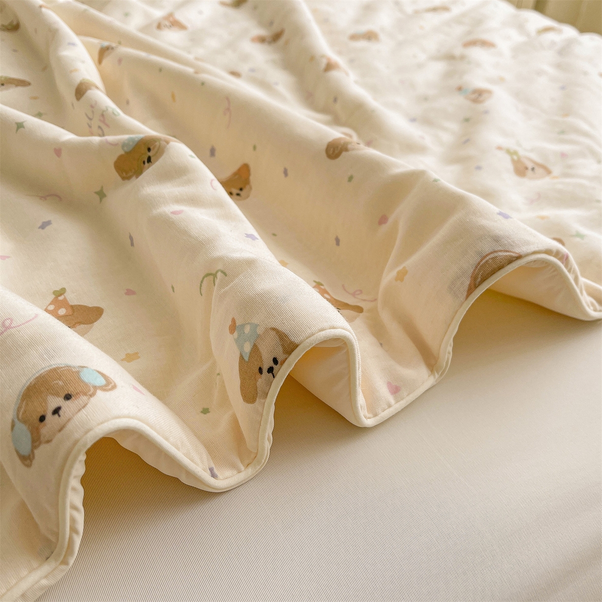 91家纺网 家纺一手货源 找家纺 小禹仔家纺 2026新款A类印花双层纱凉感大豆夏被 智多星