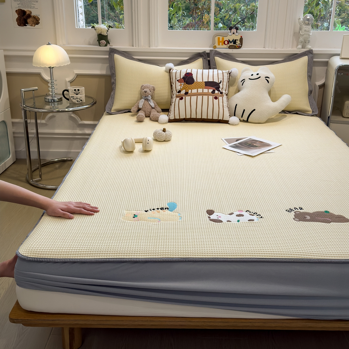 （总）几禾 2026新款华夫格刺绣款凉席-床笠款