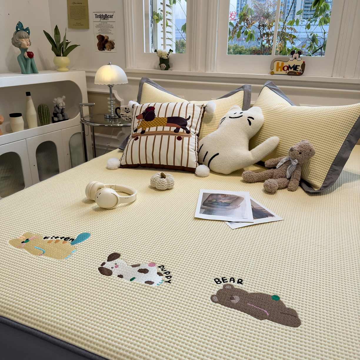 91家纺网 家纺一手货源 找家纺 （总）几禾 2026新款华夫格刺绣款凉席-床笠款