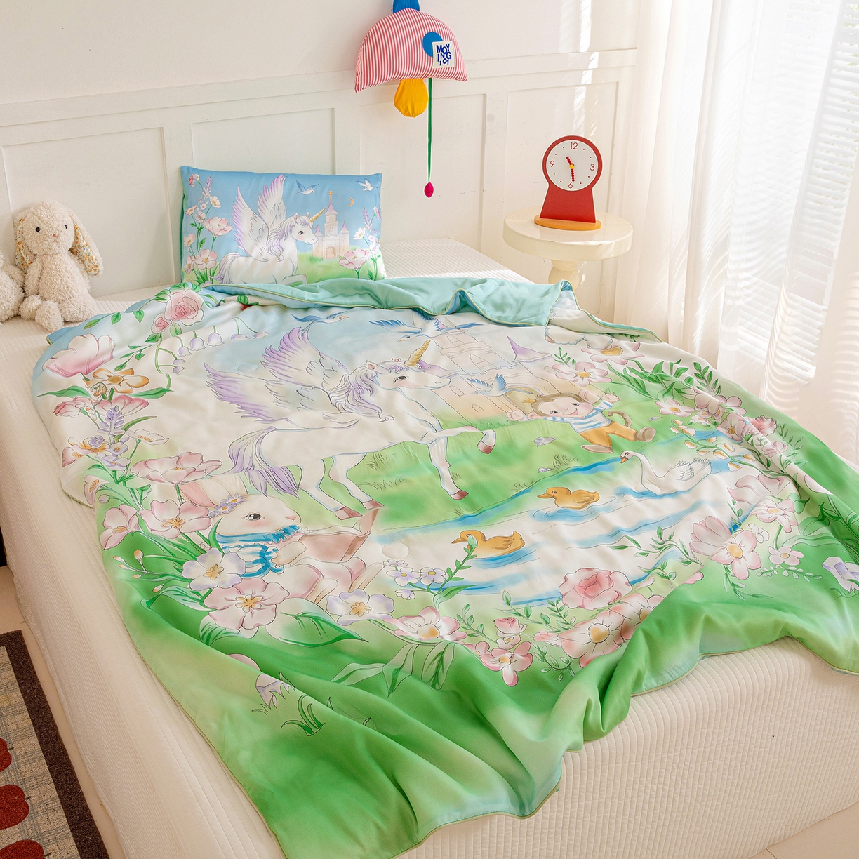 91家纺网 家纺一手货源 找家纺 十九色 2026新款数码印花大版莱赛尔儿童夏被夏凉被 绿野仙踪