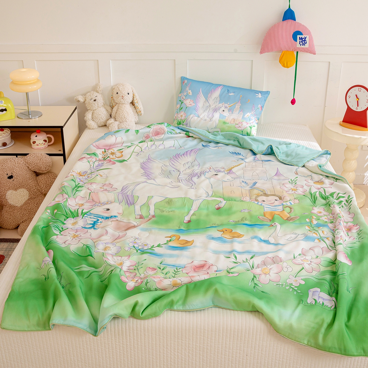 91家纺网 家纺一手货源 找家纺 十九色 2026新款数码印花大版莱赛尔儿童夏被夏凉被 绿野仙踪