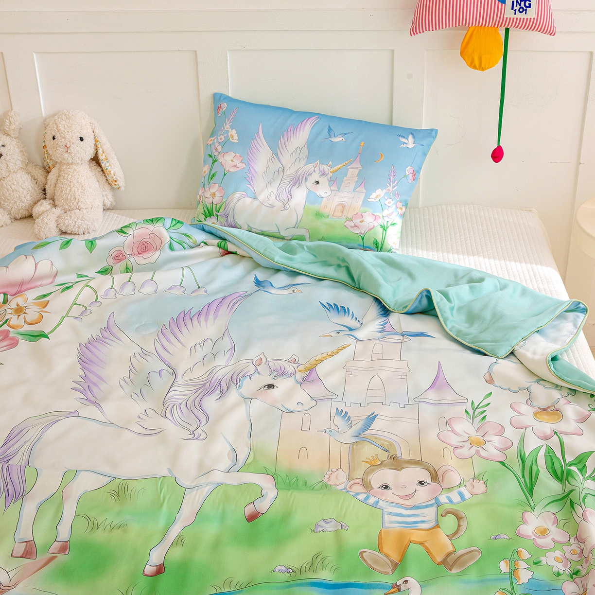 91家纺网 家纺一手货源 找家纺 十九色 2026新款数码印花大版莱赛尔儿童夏被夏凉被 绿野仙踪