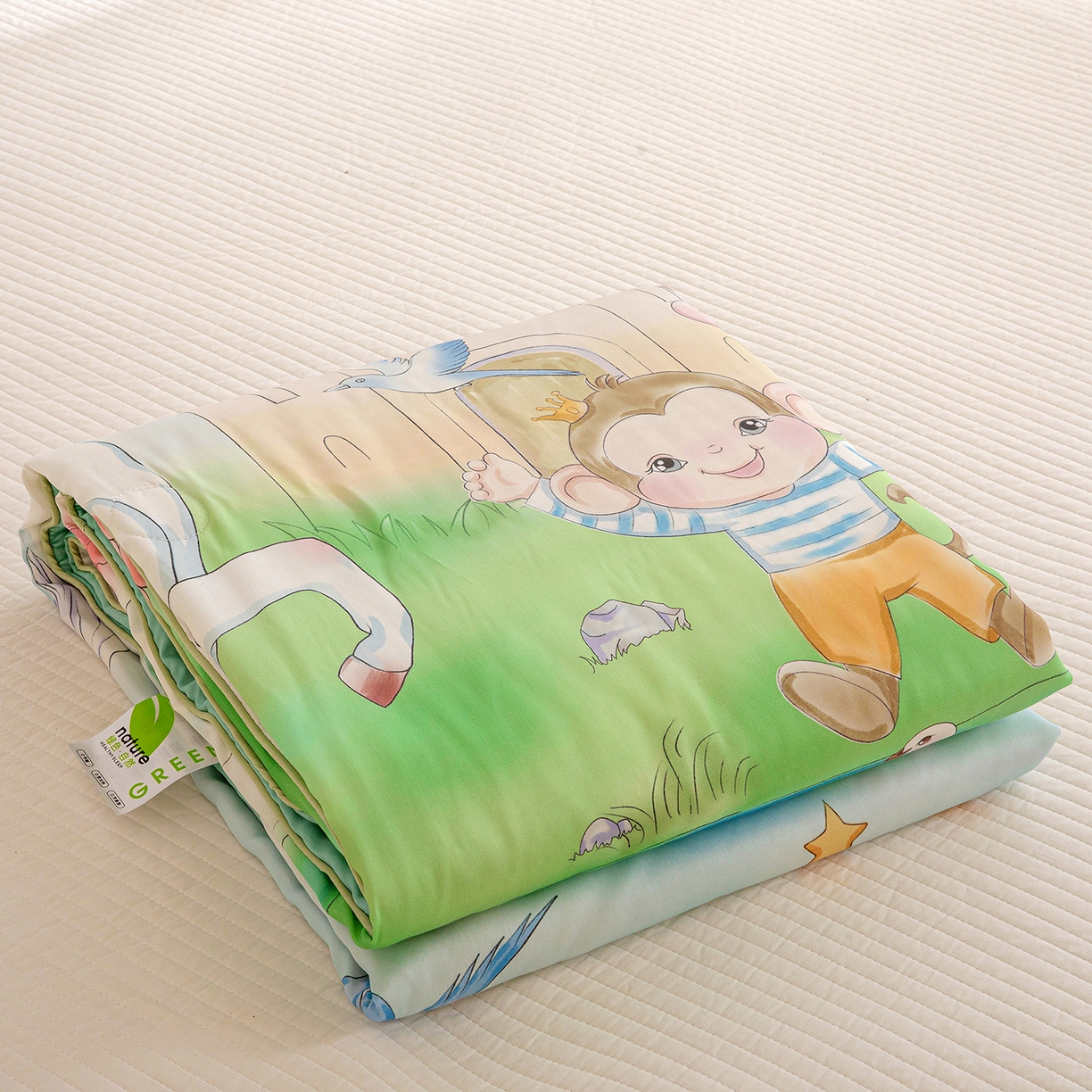 91家纺网 家纺一手货源 找家纺 十九色 2026新款数码印花大版莱赛尔儿童夏被夏凉被 绿野仙踪