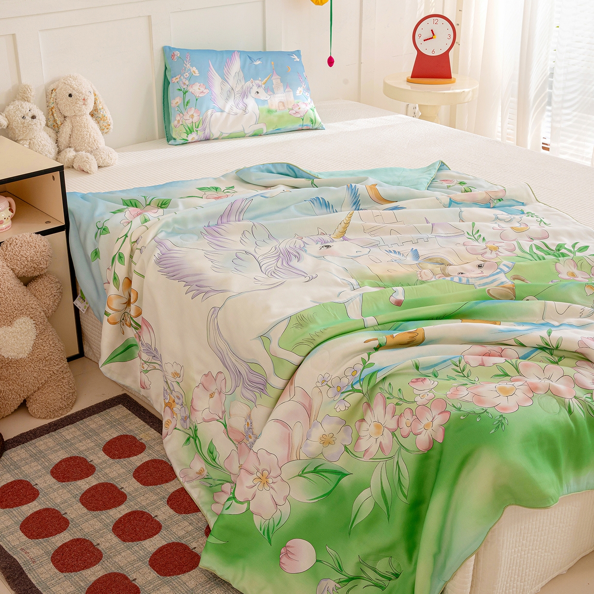 91家纺网 家纺一手货源 找家纺 十九色 2026新款数码印花大版莱赛尔儿童夏被夏凉被 绿野仙踪