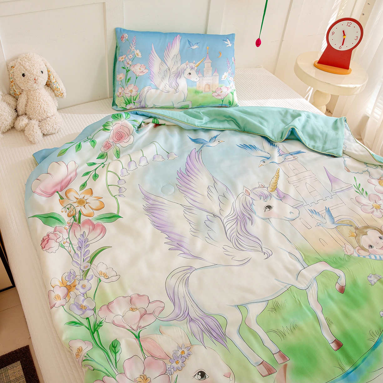 91家纺网 家纺一手货源 找家纺 十九色 2026新款数码印花大版莱赛尔儿童夏被夏凉被 绿野仙踪