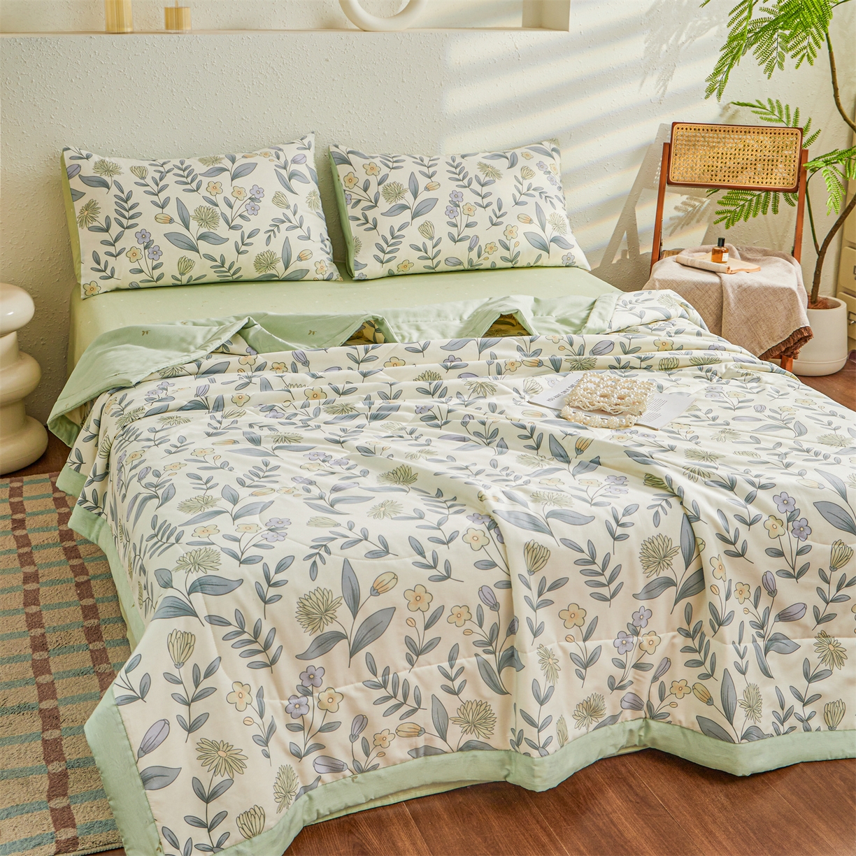 91家纺网 家纺一手货源 找家纺 小禹仔家纺 2026新款A类里外全棉印花棉花夏被 诗情画意