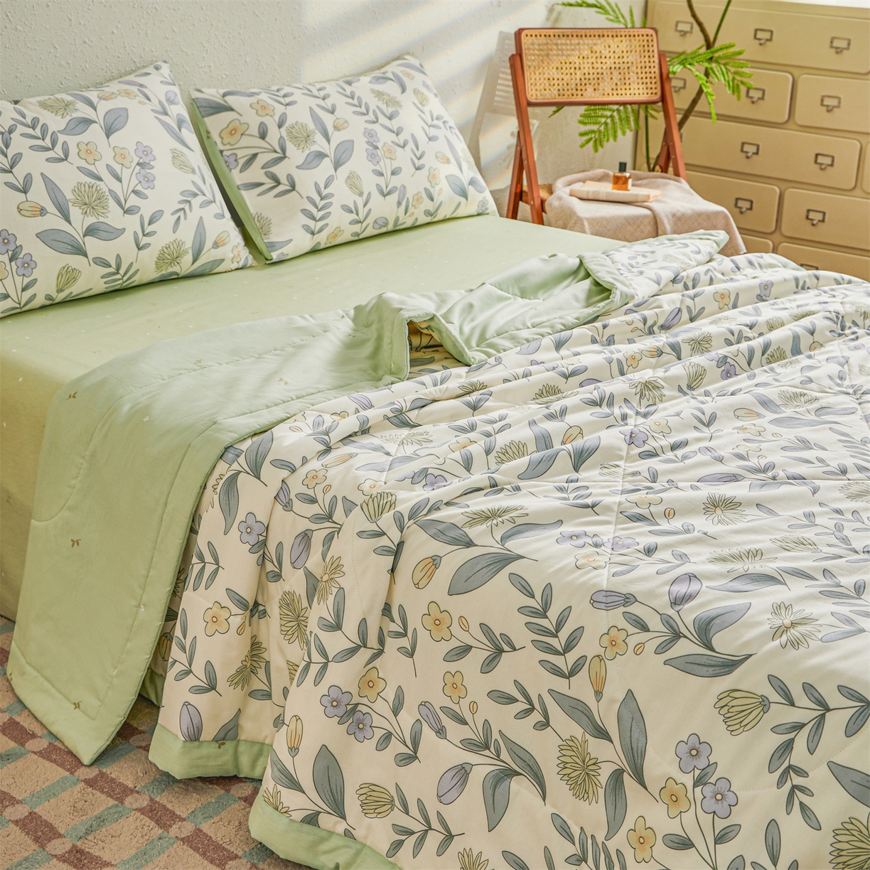 91家纺网 家纺一手货源 找家纺 小禹仔家纺 2026新款A类里外全棉印花棉花夏被 诗情画意