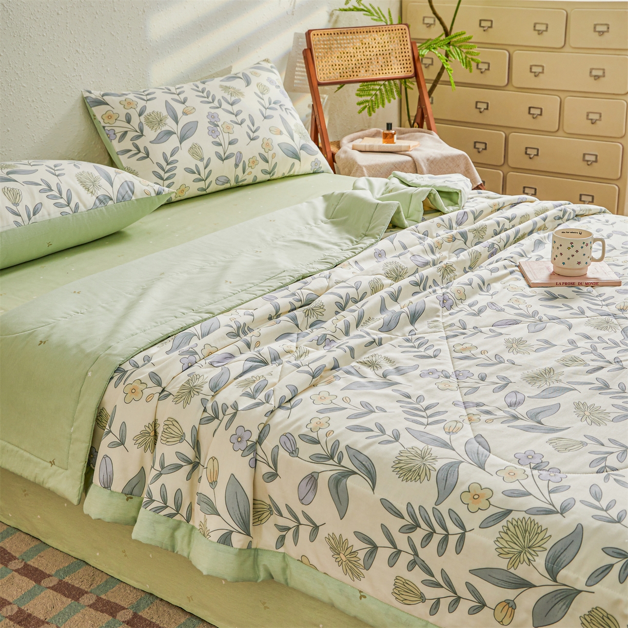 91家纺网 家纺一手货源 找家纺 小禹仔家纺 2026新款A类里外全棉印花棉花夏被 诗情画意