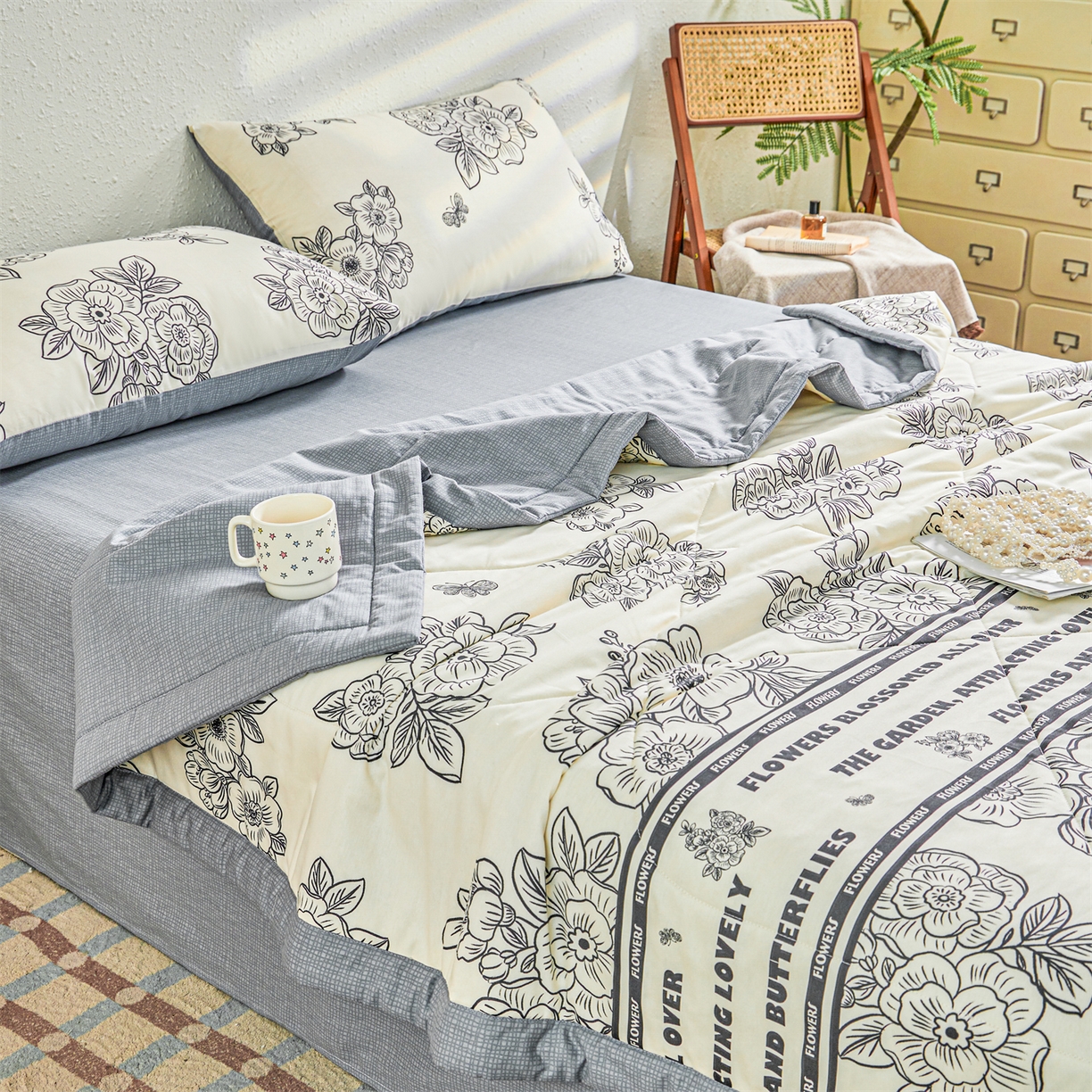 91家纺网 家纺一手货源 找家纺 小禹仔家纺 2026新款A类里外全棉印花棉花夏被 安曼