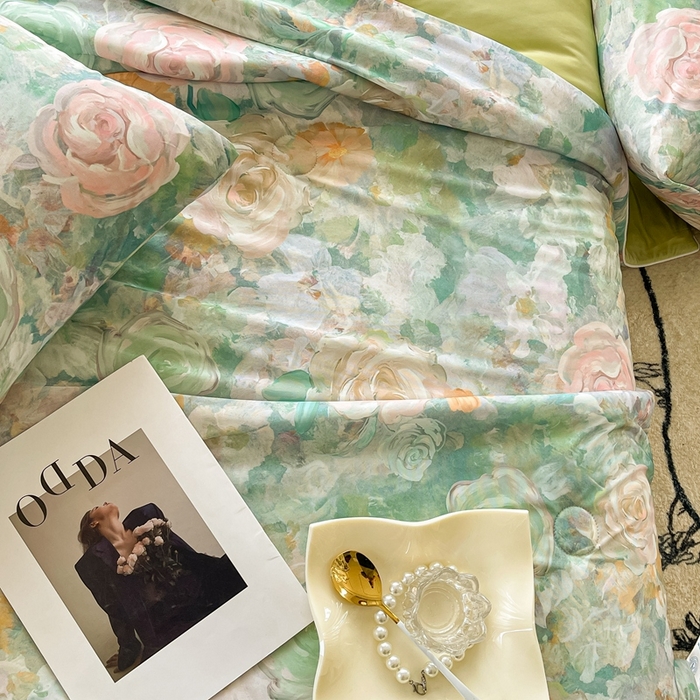 91家纺网 家纺一手货源 找家纺 小禹仔家纺 2026新款针织凉感丝印花夏被夏凉被 世家花园咖