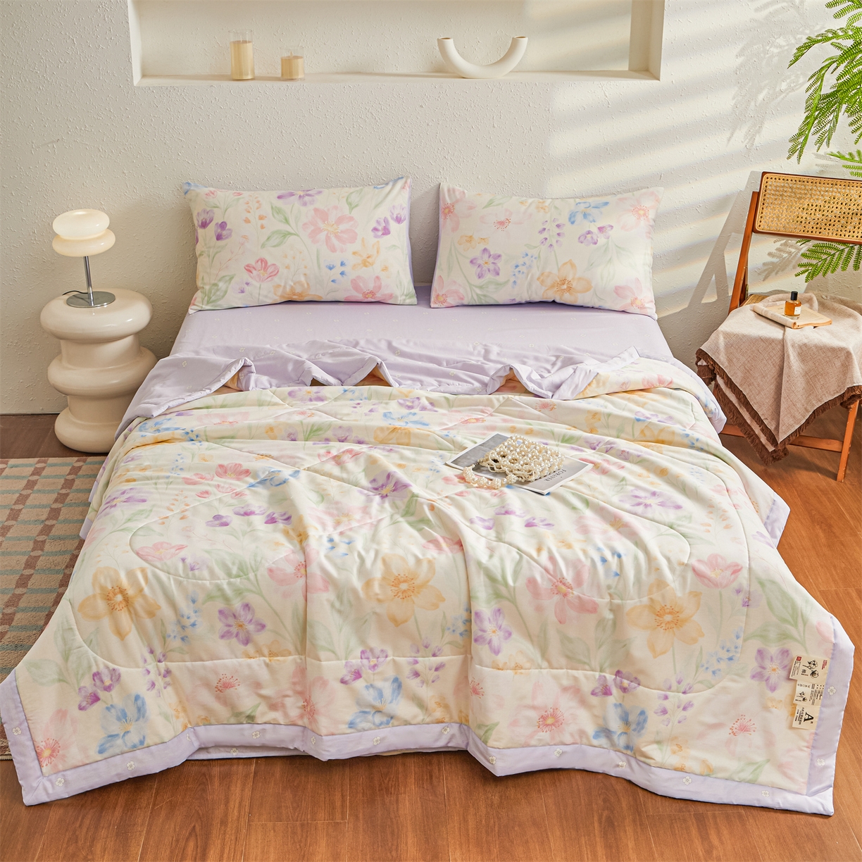 91家纺网 家纺一手货源 找家纺 小禹仔家纺 2026新款A类里外全棉印花棉花夏被 花信风来