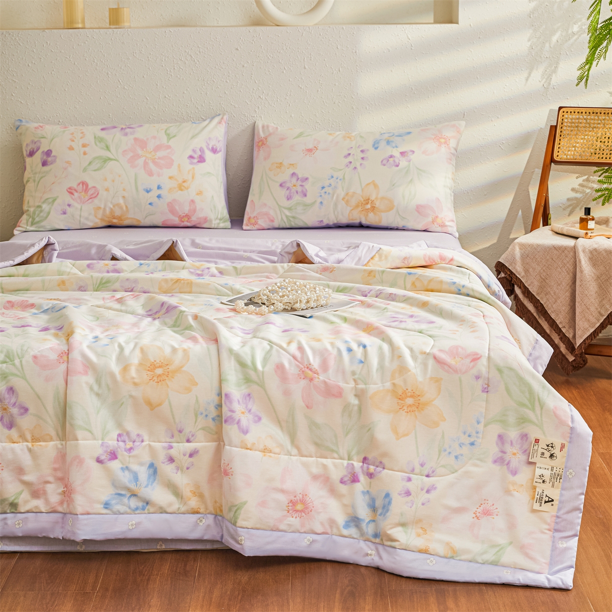 91家纺网 家纺一手货源 找家纺 小禹仔家纺 2026新款A类里外全棉印花棉花夏被 花信风来