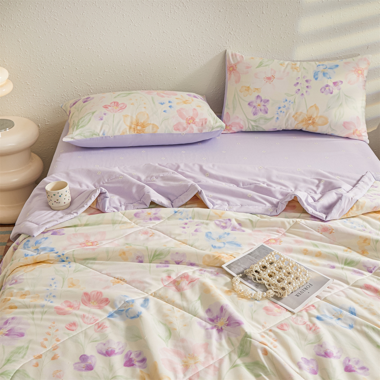 91家纺网 家纺一手货源 找家纺 小禹仔家纺 2026新款A类里外全棉印花棉花夏被 花信风来