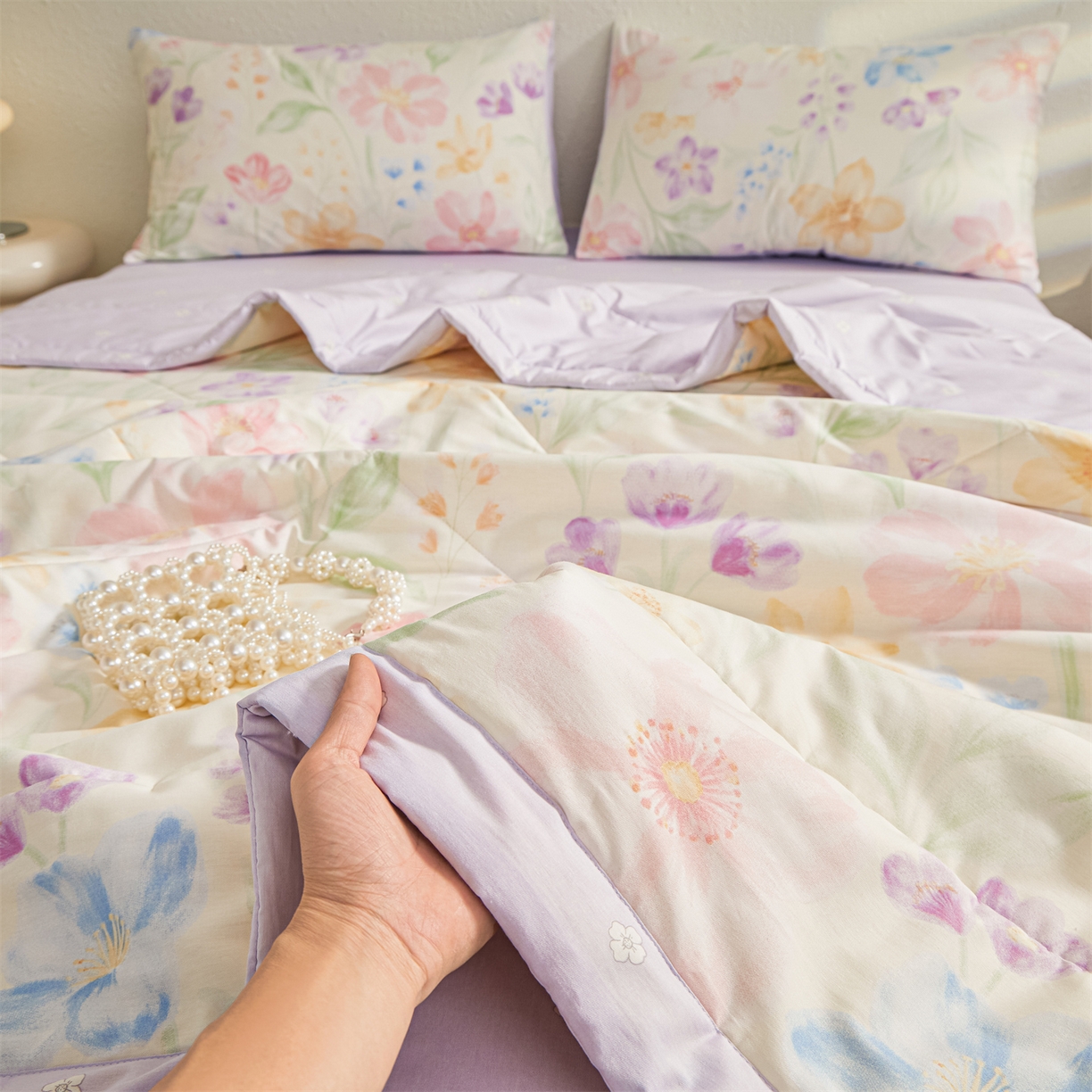 91家纺网 家纺一手货源 找家纺 小禹仔家纺 2026新款A类里外全棉印花棉花夏被 花信风来