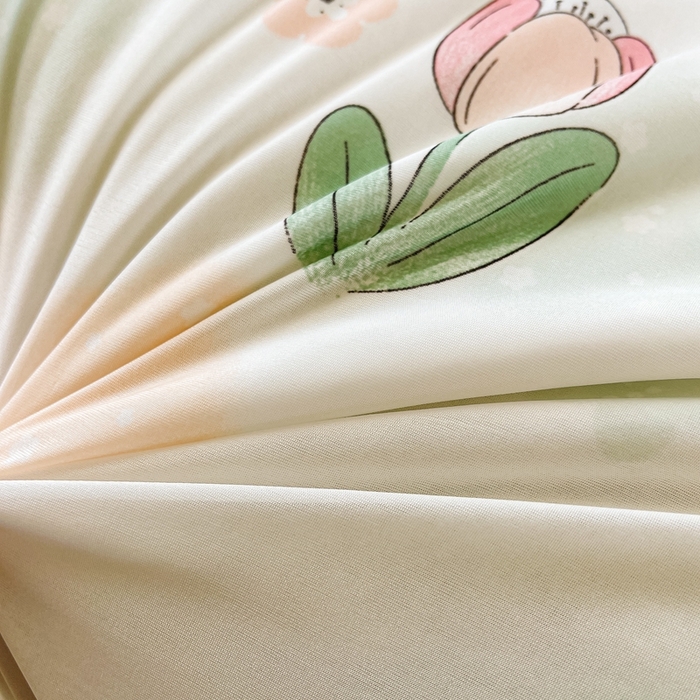 91家纺网 家纺一手货源 找家纺 小禹仔家纺 2026新款针织凉感丝印花夏被夏凉被 夏花绿