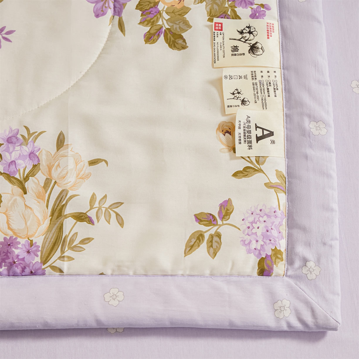 91家纺网 家纺一手货源 找家纺 小禹仔家纺 2026新款A类里外全棉印花棉花夏被 花紫悦颜