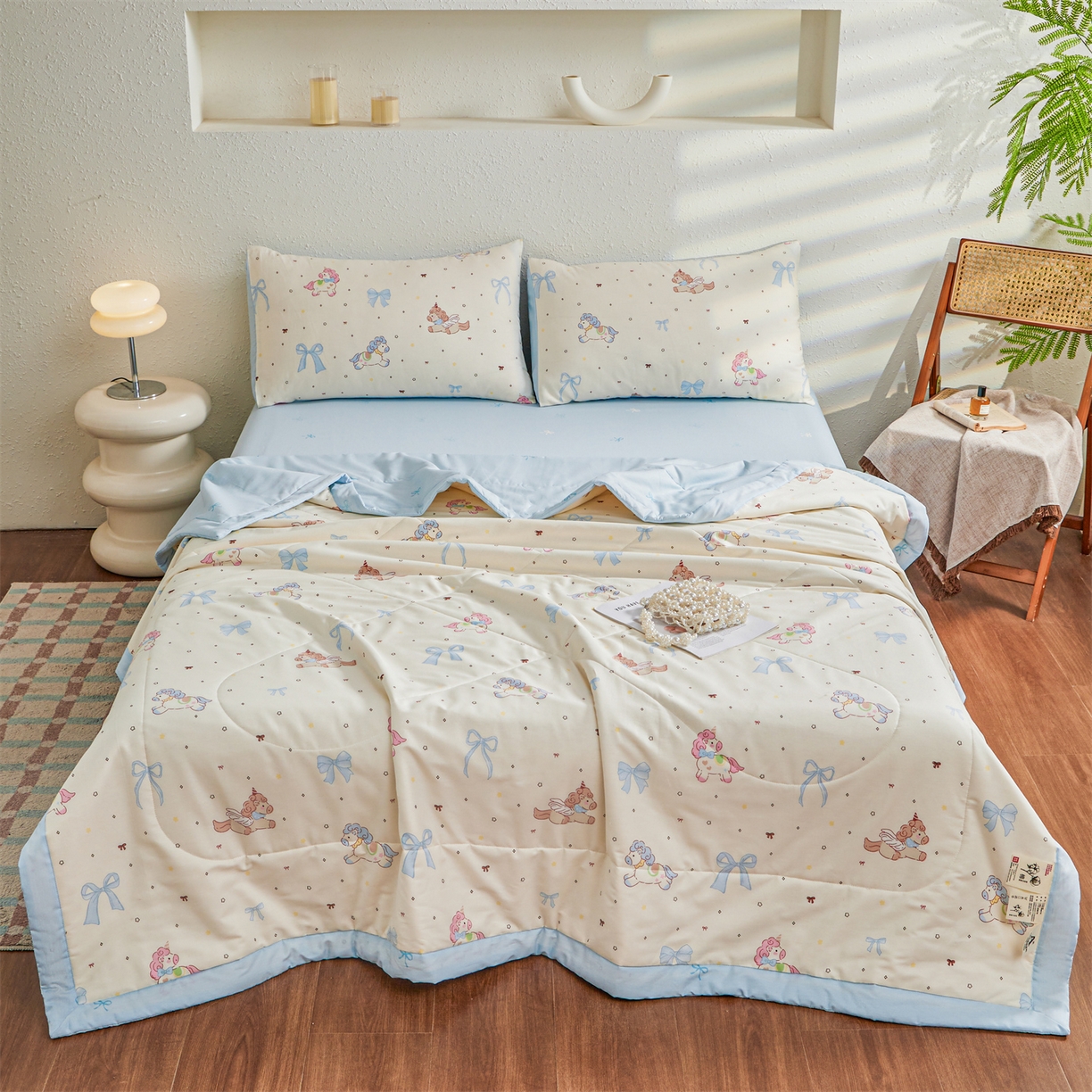 91家纺网 家纺一手货源 找家纺 小禹仔家纺 2026新款A类里外全棉印花棉花夏被 幻角星屿